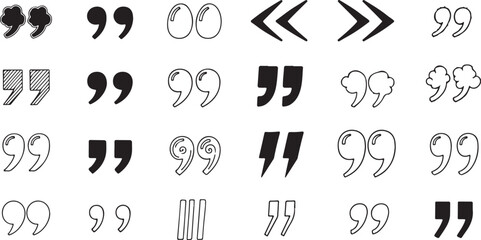Quotation mark doodle hand drawn set vector.eps