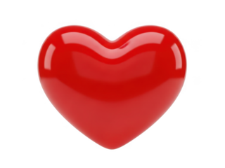 Bright red heart shape isolated on transparent background