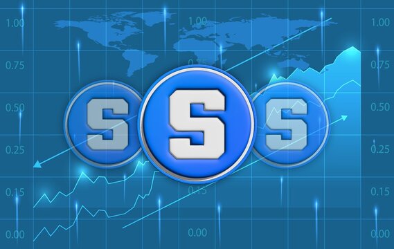  sandbox-sand virtual currency logo on abstract background. 3d illustrations.