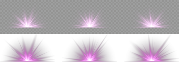 Bright light explosion of sun rays on a dark background. Glow bright light star, violet sun rays, bokeh. Luxurious design style. Abstract glowing violet vertical lighting lines on a dark background.
