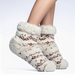 양말-털양말-겨울양말-흰색양말-니트양말-신고있는 양말-양말 신고 있는