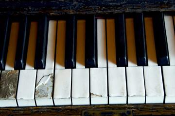 Closeup of Worn Piano Keys
