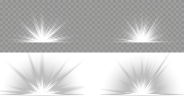Glow bright light star, white sun rays, bokeh. Bright light explosion of sun rays on a dark background. PNG Sunbeam and Sunshine Glow with Lens Effect. Luxurious design style. Vector illustration. - Powered by Adobe