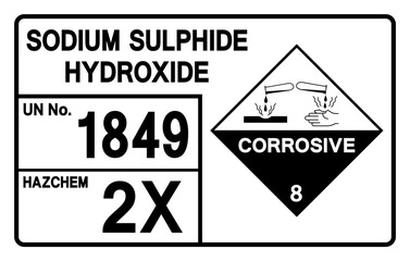 Sodium Sulphide Hydroxide UN 1849 Symbol Sign, Vector Illustration, Isolate On White Background, Label.EPS10