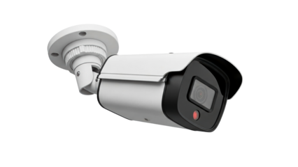 Modern white outdoor security camera with infrared night vision capability providing advanced surveillance for home and business protection