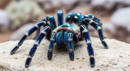 Blue Tarantula on Rock.