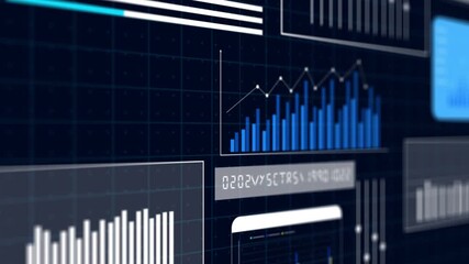 Business scientific graphs and charts with different types of indicators. Futuristic digital analytics and data diagrams. - Powered by Adobe