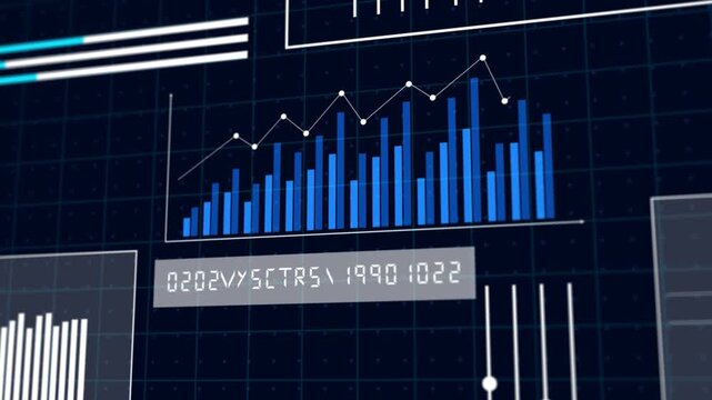 Business scientific graphs and charts with different types of indicators. Futuristic digital analytics and data diagrams.