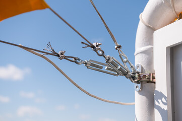 Stretching cables with lashings to deflectors