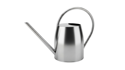 Sleek metallic watering can with a long spout and a minimalist handle perfect for modern indoor plant care and elegant home gardening accessories