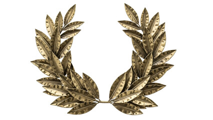 A beautifully crafted metallic laurel wreath symbolizing victory and achievement perfect for awards ceremonies recognition events or elegant decorative presentations.