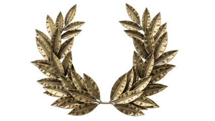 A beautifully crafted metallic laurel wreath symbolizing victory and achievement perfect for awards ceremonies recognition events or elegant decorative presentations.