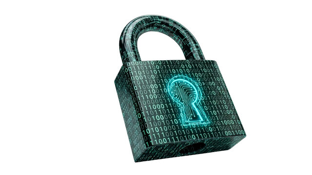 Digital padlock covered in glowing binary code and intricate circuit patterns symbolizing robust data security and advanced encryption for technology, privacy, and cybersecurity - Powered by Adobe
