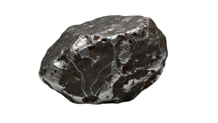 Heavy metallic extraterrestrial iron meteorite with a rough textured surface showcasing its unique celestial composition perfect for science geology and astronomy educational content