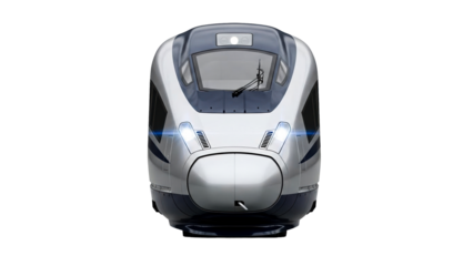 A sleek modern high speed train with glowing headlights for advanced transportation concepts journey and rapid transit infrastructure projects
