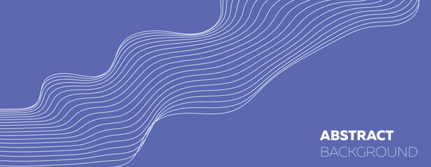 abstract blue wave background. Blue minimal round lines abstract background. Thin line wavy abstract vector background. Curve wave seamless pattern. Line art striped graphic template