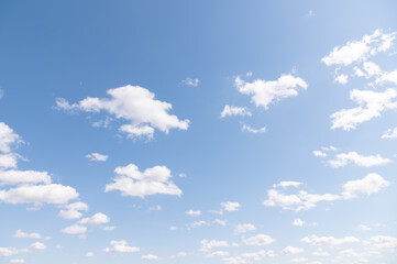 A blue sky with clouds on a sunny day