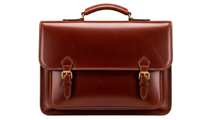 Classic brown leather briefcase with brass buckles for a timeless professional accessory, perfect for executive business, office, or elegant travel needs