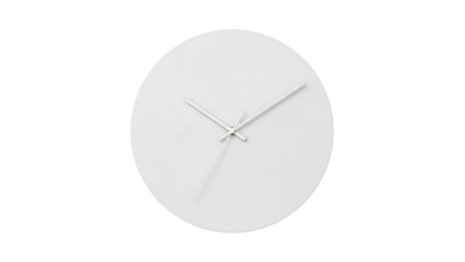 A contemporary white wall clock with sleek hands against a plain background representing timeless elegance and modern precision, ideal for stylish home decor and corporate branding.