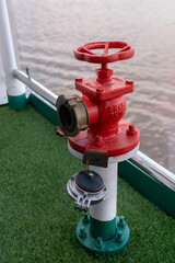 The red fire valve on the ship