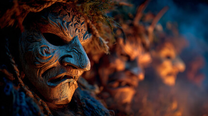 Whispers of the Rauhnacht: Masks Beneath the Bavarian Moon. Gernerative AI