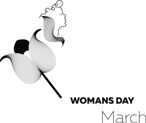 line design International Women's Day greeting card. woman head illustration from side view happy women's day, can use for, landing page,