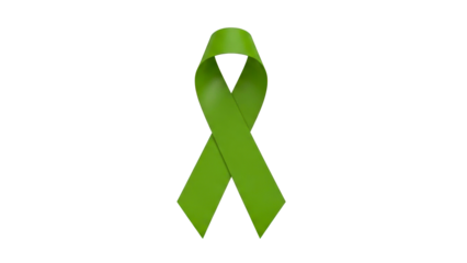 Vibrant green awareness ribbon representing mental health support and various causes, ideal for public health campaigns, fundraising events, and educational materials