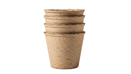 A stack of ecofriendly biodegradable peat pots provides a sustainable solution for seed starting and cultivating young plants for home gardens or agricultural projects.