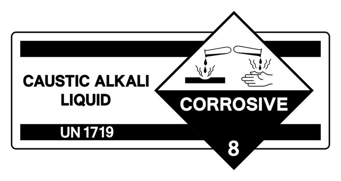 Caustic Alkali Liquid UN 1719 Symbol Sign, Vector Illustration, Isolate On White Background, Label.EPS10