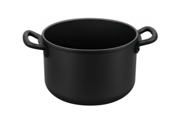 Black cooking pot for cooking food on transparent background