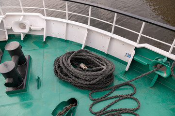 Rope on the bow of the ship