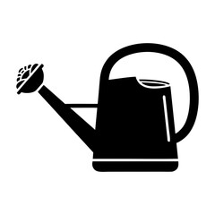 Black silhouette of a watering can on a plain for gardening