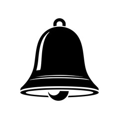 Black bell icon in simple style for notifications and alerts