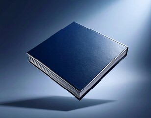 Shiny Blue Square Tile Floating in a Gradient Blue Background Spotlight