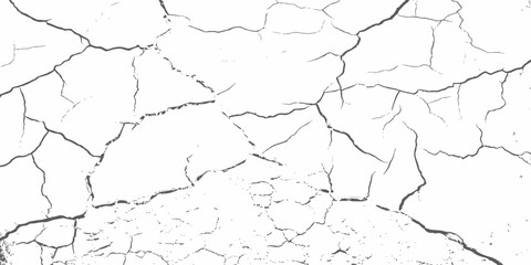 black and white dust and cracked concrete wall Texture pattern design element white background.
