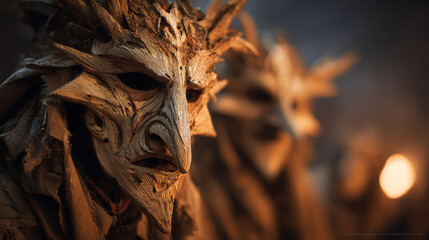 Whispers of the Rauhnacht: Masks Beneath the Bavarian Moon. Gernerative AI