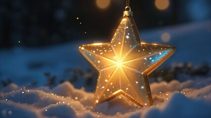 Golden Star in the Snowfall