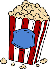 Cartoon hand-drawn style popcorn drawing.