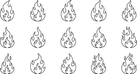 Collection of Various Flame Icon Designs for Graphic and Web Design Applications