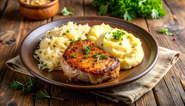 Kasseler mit Sauerkraut & Kartoffelp&uuml;ree