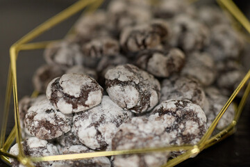 Various detail of wedding decorations, cookies, cakes, flowers and arranges