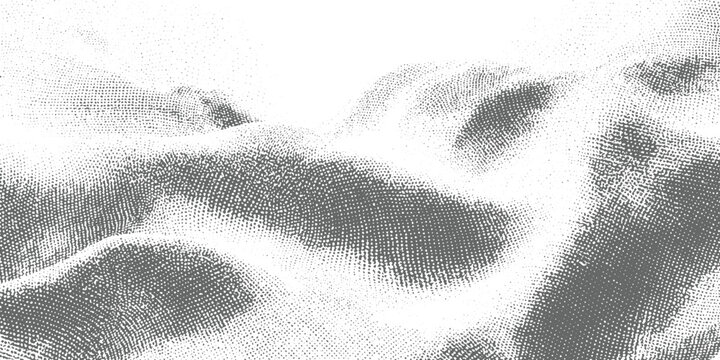 Abstract grayscale dotted landscape with rolling hills and valleys background texture pattern dots