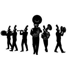 Military orchestra, dynamic and bright silhouette on a transparent background
