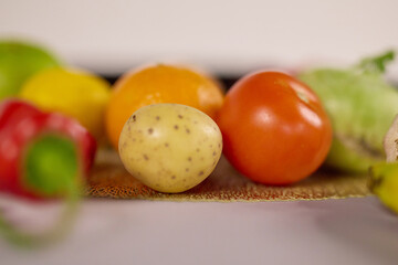 Various detail of wedding decorations, cookies, cakes, flowers and arranges