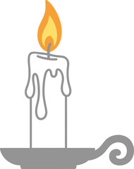 A Simple, Elegant Illustration of a Lit Candle in a Candlestick Holder, Symbolizing Light and Warmth