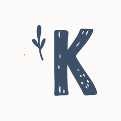 Vector illustration of a blue letter of the alphabet, children card