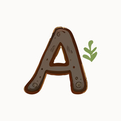 Vector illustration of a brown letter of the alphabet, children card