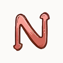 Vector illustration of a pink letter of the alphabet, children card