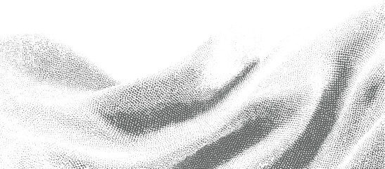 Abstract grey dots forming undulating waves on white background texture pattern