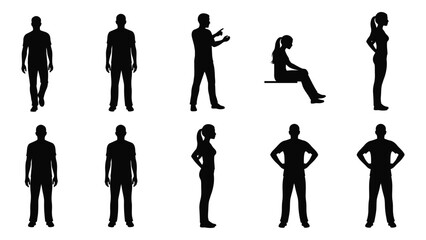 Silhouettes of diverse people in various poses and body language © MD Riad Hossain 